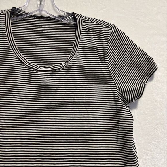 Madewell Knot-Front Tie Black White Stripe Short Sleeve Cotton Women's Tee Small - Picture 6 of 12